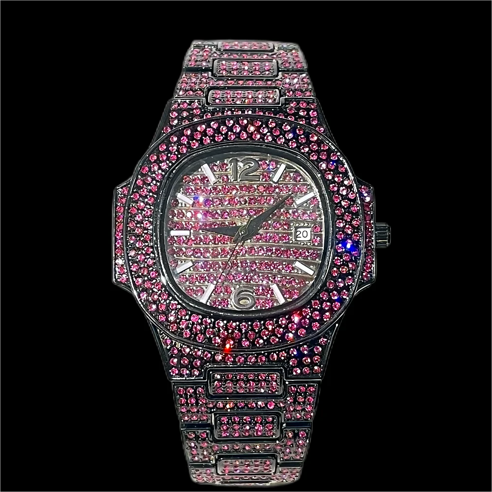 

Fashion Iced Watch Men MISSFOX Luxury Automatic Date AAA Quartz Watch Hip Hop Mans Color Diamond Jewelry Wristwatch Dropshipping
