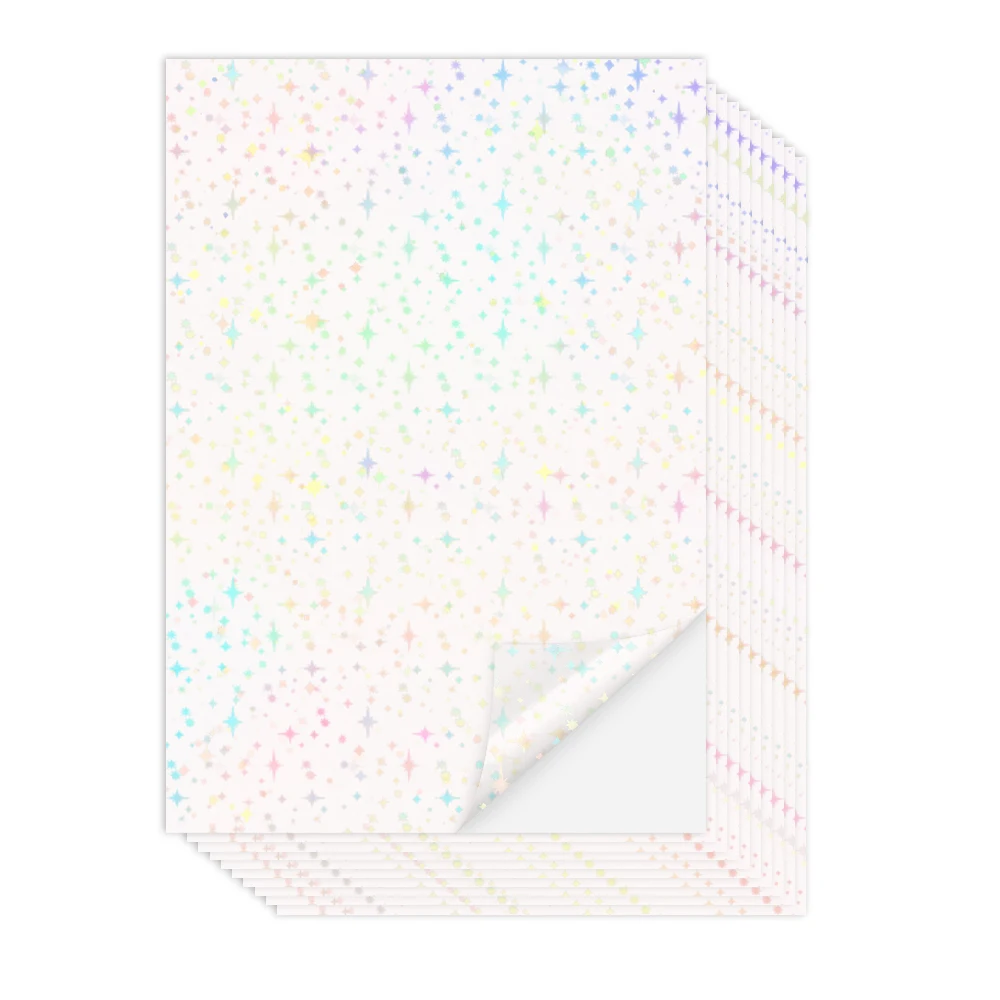 10 Sheets Cold Lamination Film A4 Paper Holographic Film Transparent Cold Lamination Paper Sticker Waterproof PET Sheet Label