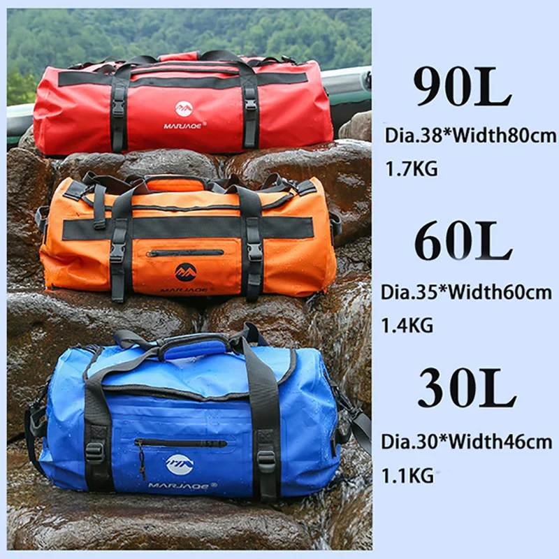 30L 60L 90L Kayaking Bag Waterproof Bag Dry Saddle Luggage Storage Beach Rafting Travel Camping Swimming Bags Drifting Bag X499A 4