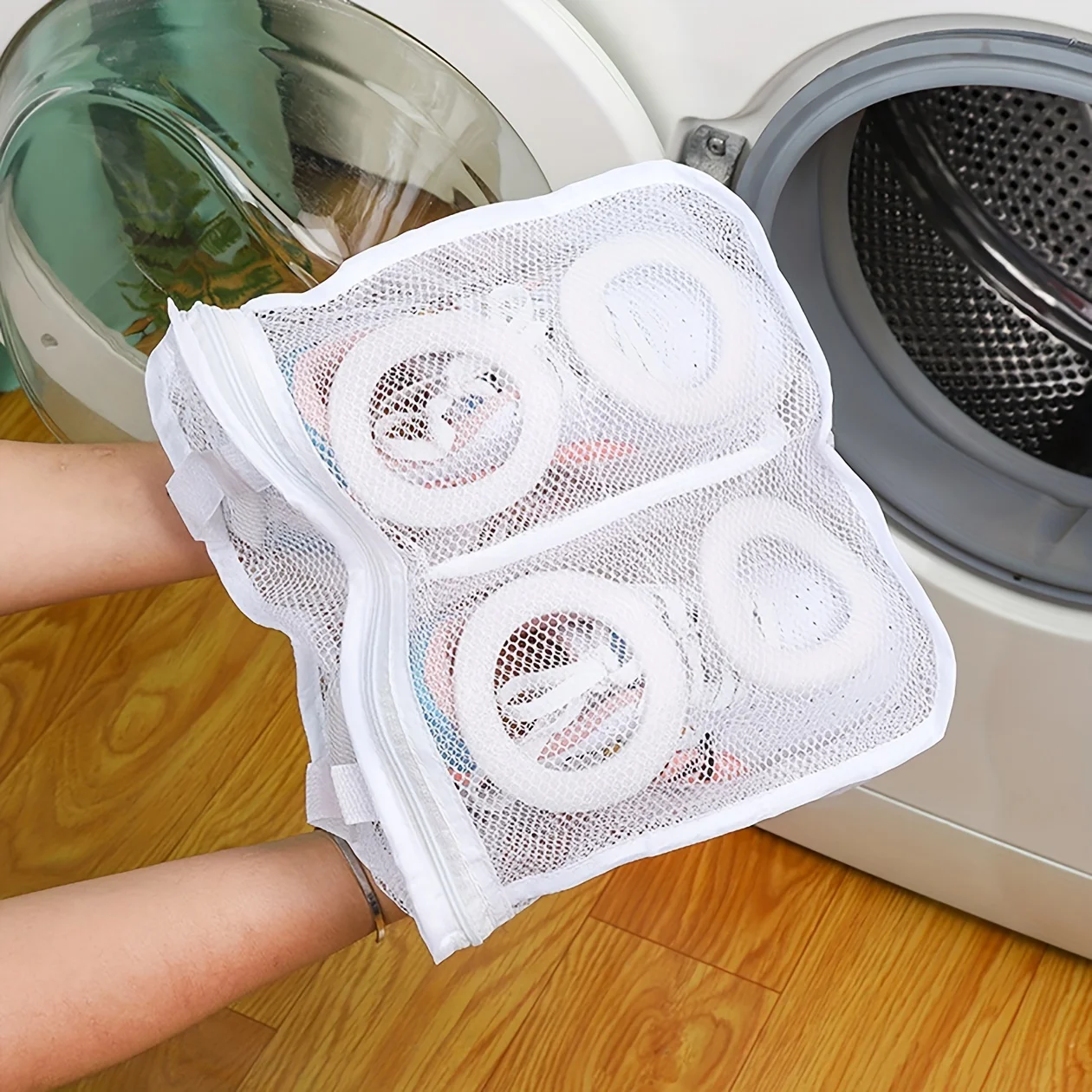 1pc Portable shoe washing bag, reusable mesh shoe protector 2