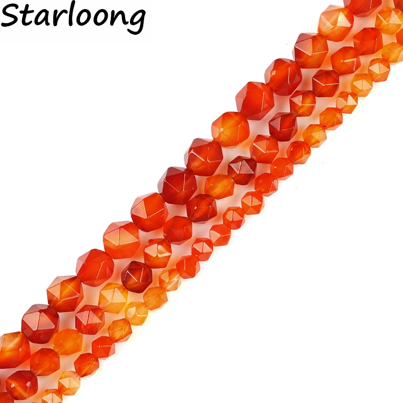 

RUI LONG 6/8/10mm AAA Grade Faceted Red Agate Natural Stone Beads DIY Loose Strand Bead Jewelry Making For Bracelet