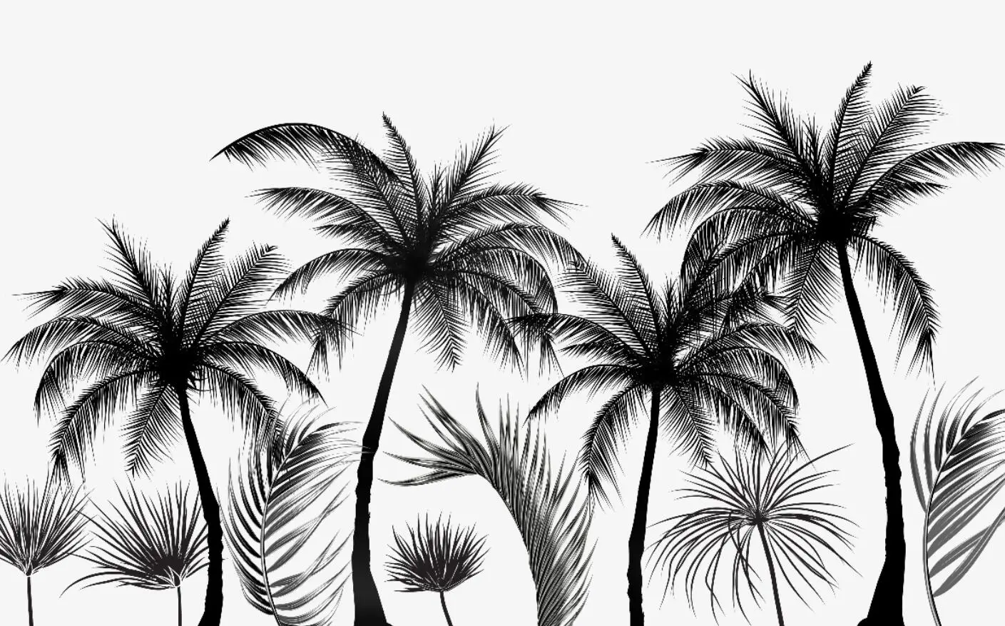 

Custom 3D Wallpaper Black and White Wood Coconut Tree Palm Tree Oil Painting Home Decoration Living Room Background Wall Mural