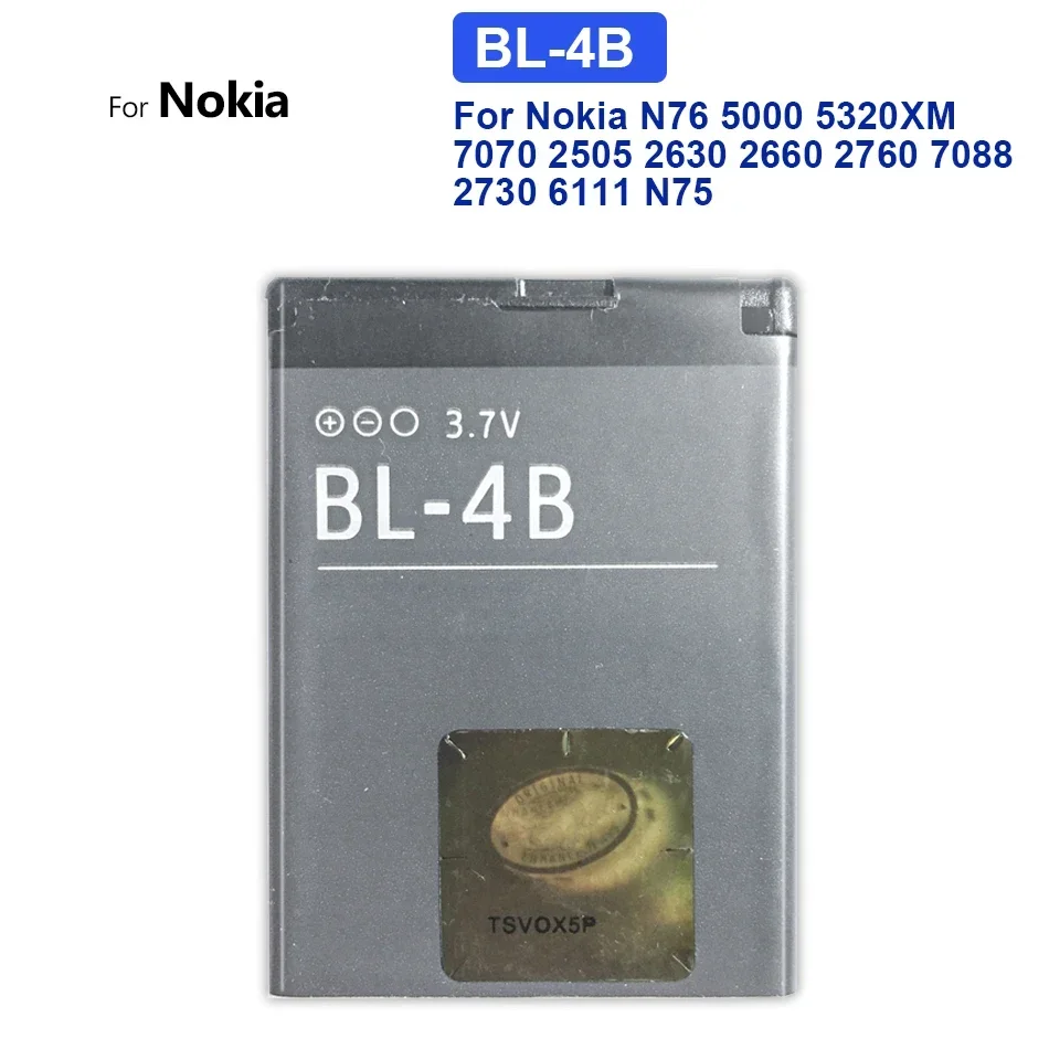 Bl 4B 700Mah Batteria Bl-4B Per Nokia N76 5000 5320Xm 7070 2505 2630 2660 2760 7088 2730 6111 Batterie Ricaricabili N75