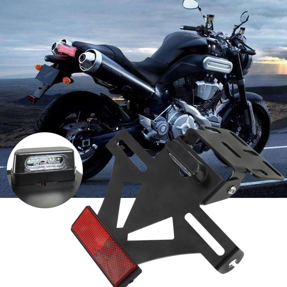 For Kawasaki Z750 Z800 Z900 Z1000 NINJA400 License Plate Frame Adjustable Rear License Plate Modification Motorcycle Accessories — view 3