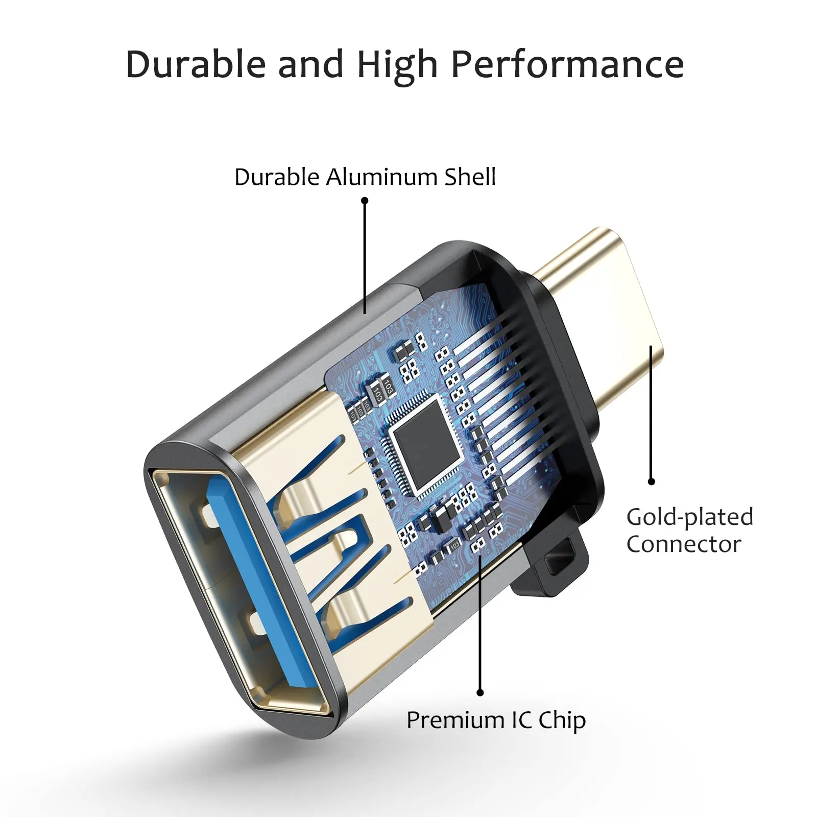 DteeDck USB C to USB 어댑터 USB-A 암-USB-C 수 변환기, USB 3.0 OTG 포트, 맥북 프로 에어, 아이패드 프로, 삼성 갤럭시용