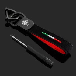 Luxury Leather Car Badge Keychain with Alfa Romeo Logo - Elegant Accessory (4)