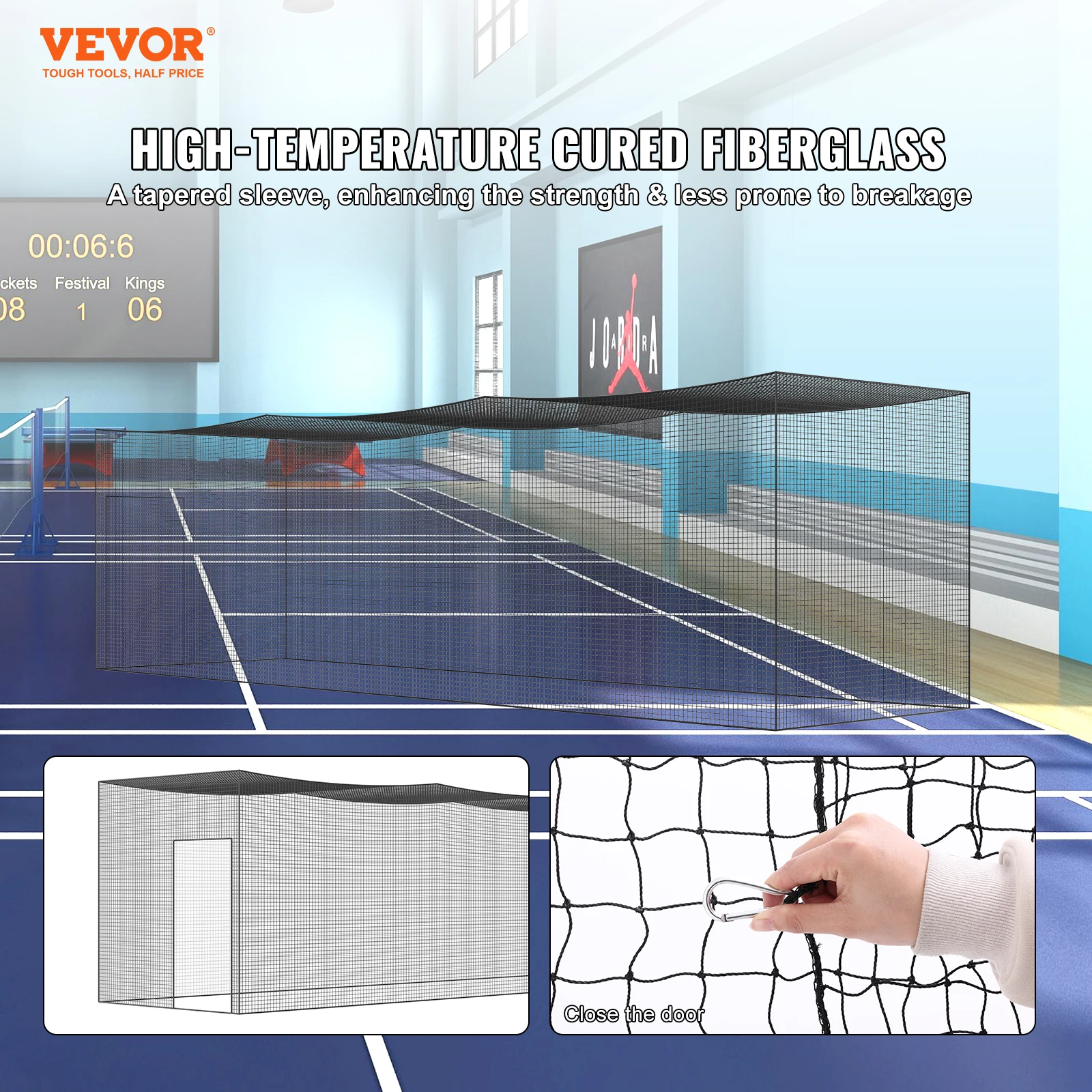 VEVOR 35/55/70ft Baseball Batting Net Professional Training Net Practice Portable Pitching Cage Net  Heavy Duty Enclosed PE Net