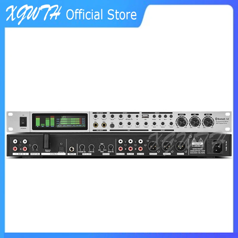 디지털 프리이펙터 DJ KTV 가라오케 플레이어 믹서, 울림 방지 USB 블루투스, 무대 스튜디오 오디오 효과 프로세서