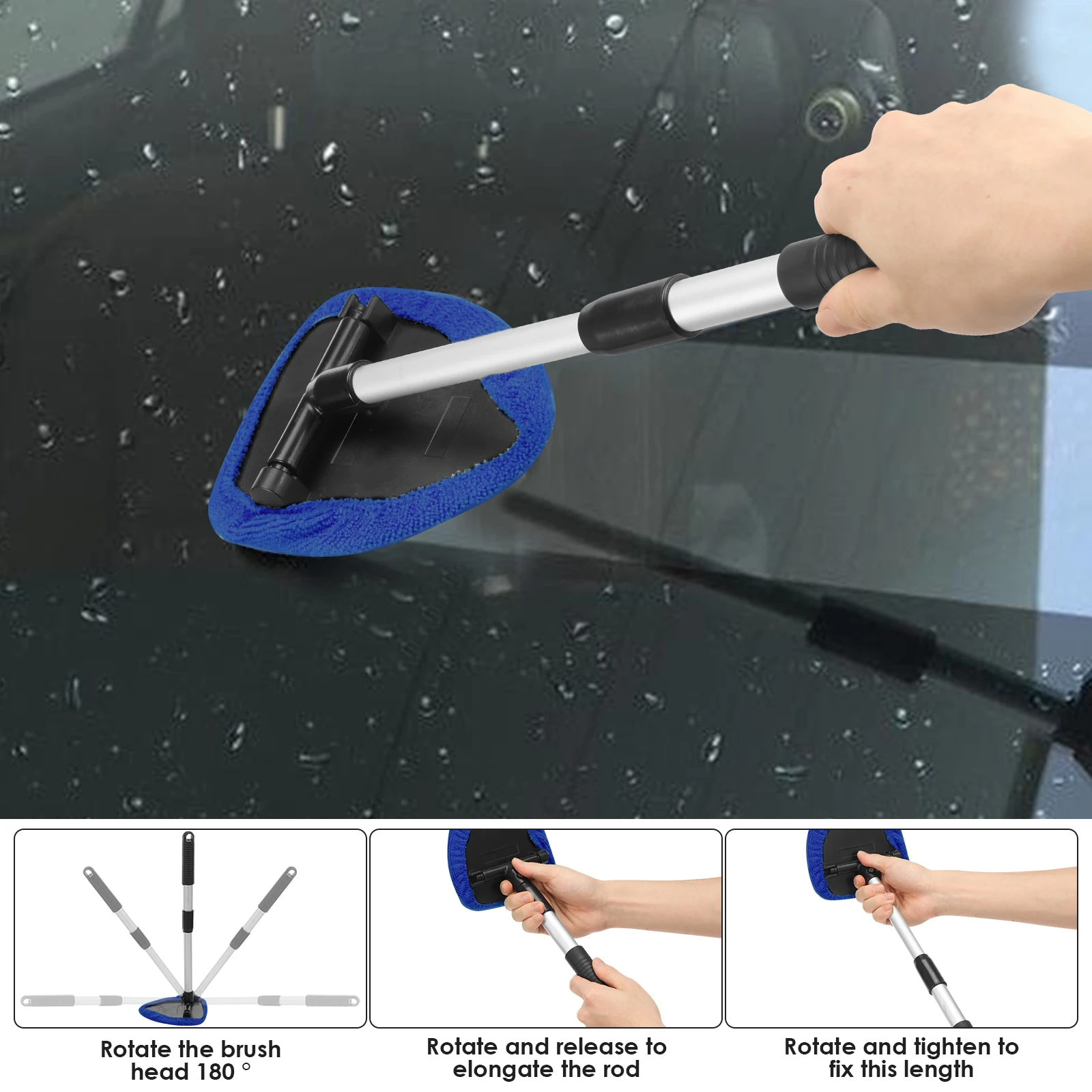 Telescopic Car Window Glass Cleaning Brush Kit