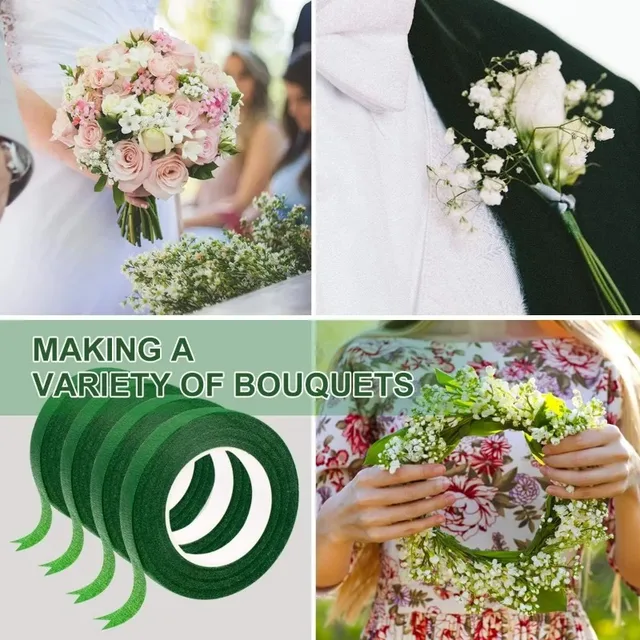 10/1 rouleaux de rubans floraux pour Bouquet vert, papier d'emballage auto-adhésif pour étamines, décor de fleurs pour bricolage, accessoires de fête de mariage pour fleuriste 6