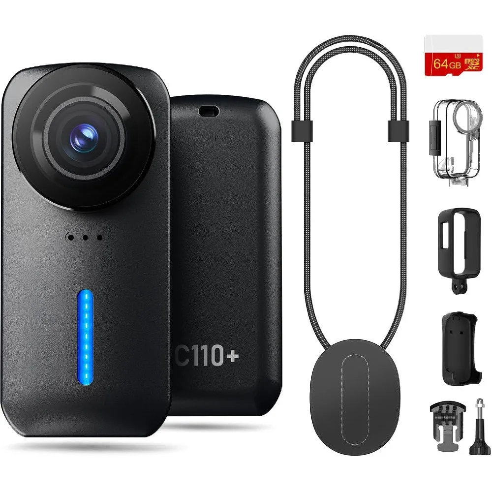 Mini Caméra Sport 360° 1080P/2K avec Carte Mémoire 64Go