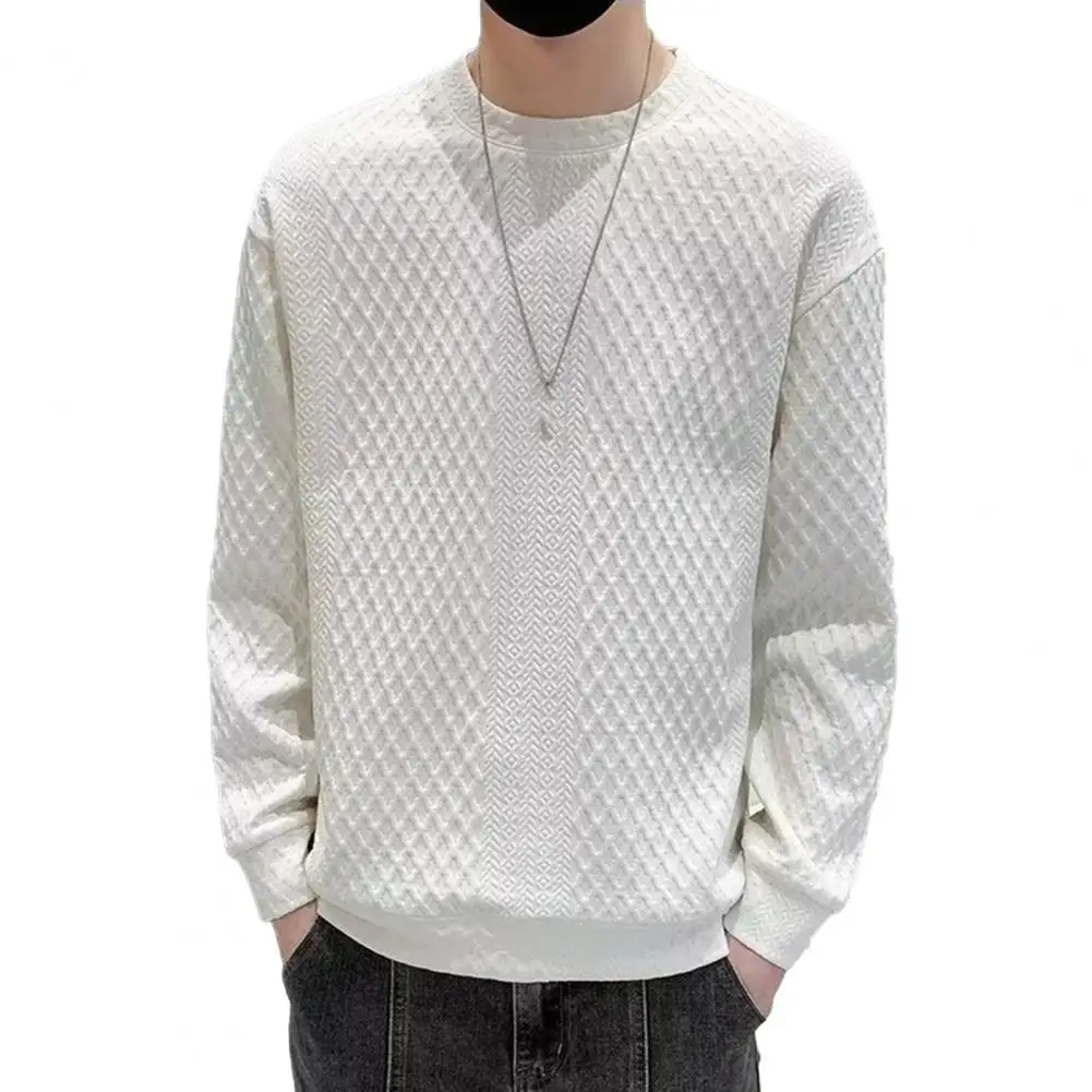 Men Solid Color Sweater Men Sweater Thick Knitted Men's Winter with Round Neck Long Sleeve Soft Pullover with for Autumn