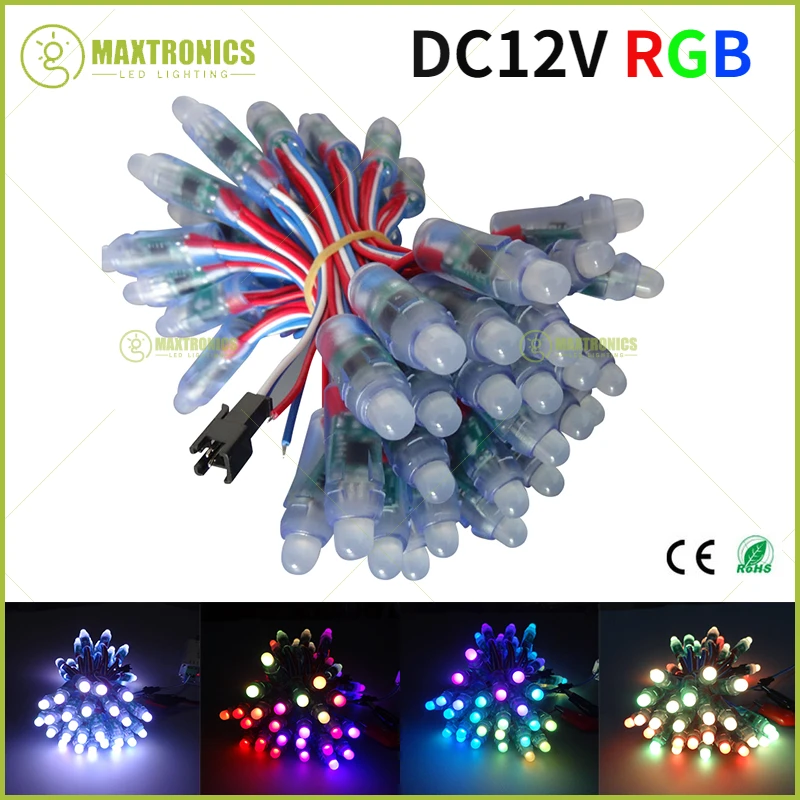 50Pcs Dc12V 12Mm Ws2811 Ic Rgb Led Module String Waterproof Digital Full Color Led Pixel Light Per Billboard Dance Machine Decor