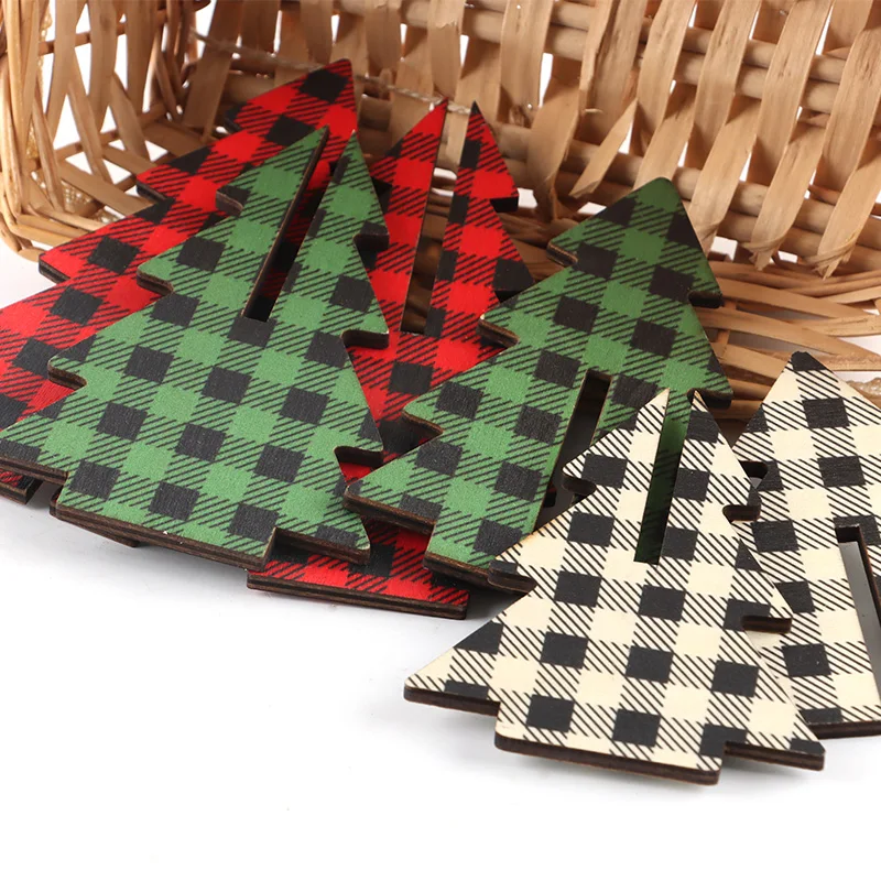 (3 Pieces/bag) 7.95-14Cm Christmas Tree 3D Wooden Crafts New Year Room Design Decoration High-End Atmosphere