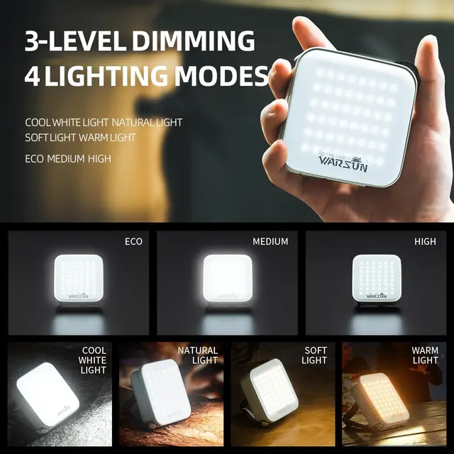 Warsun Camping Lights Waterproof IPX6 SMD Rechargeable Outdoor Hanging Lights Portable Fill Light Work Maintenance Lighting 2
