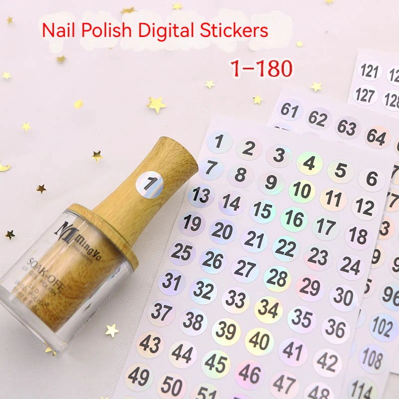 Number Sticker Laser Label For Nail Polish Color Gel Varnish 1-60/1-120/1-180 Marking Numbering Digital Label Manicure Tools