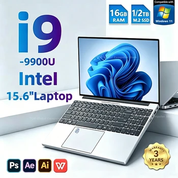 2026 Gaming 15.6' Laptop Intel Core I9 9900 Computer 16GB RAM 1TB 2TB 1920*1080 Fingerprint Unlock Backlit Laptops Windows 11 1
