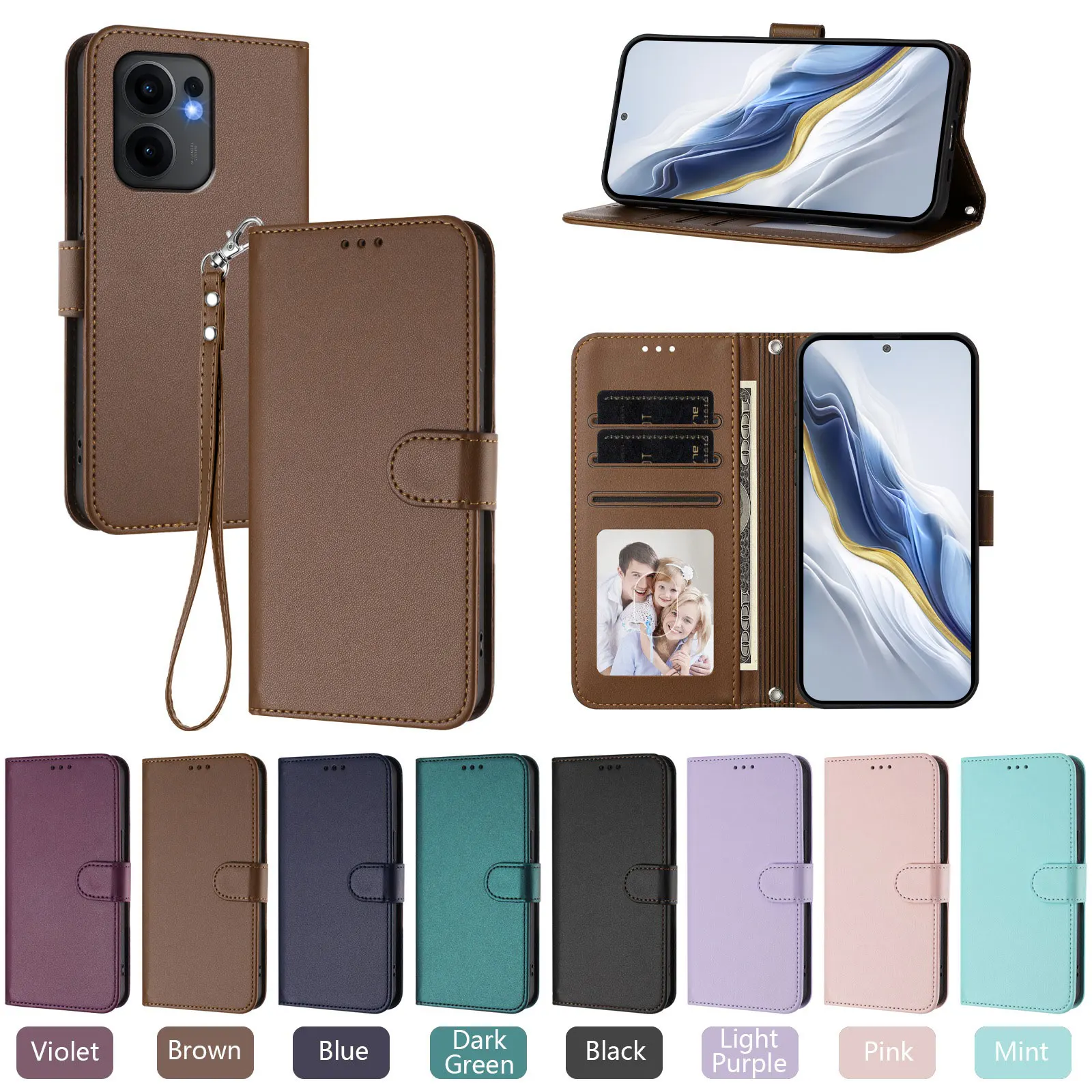 Luxury Lanyard Wallet Flip Cover Case
