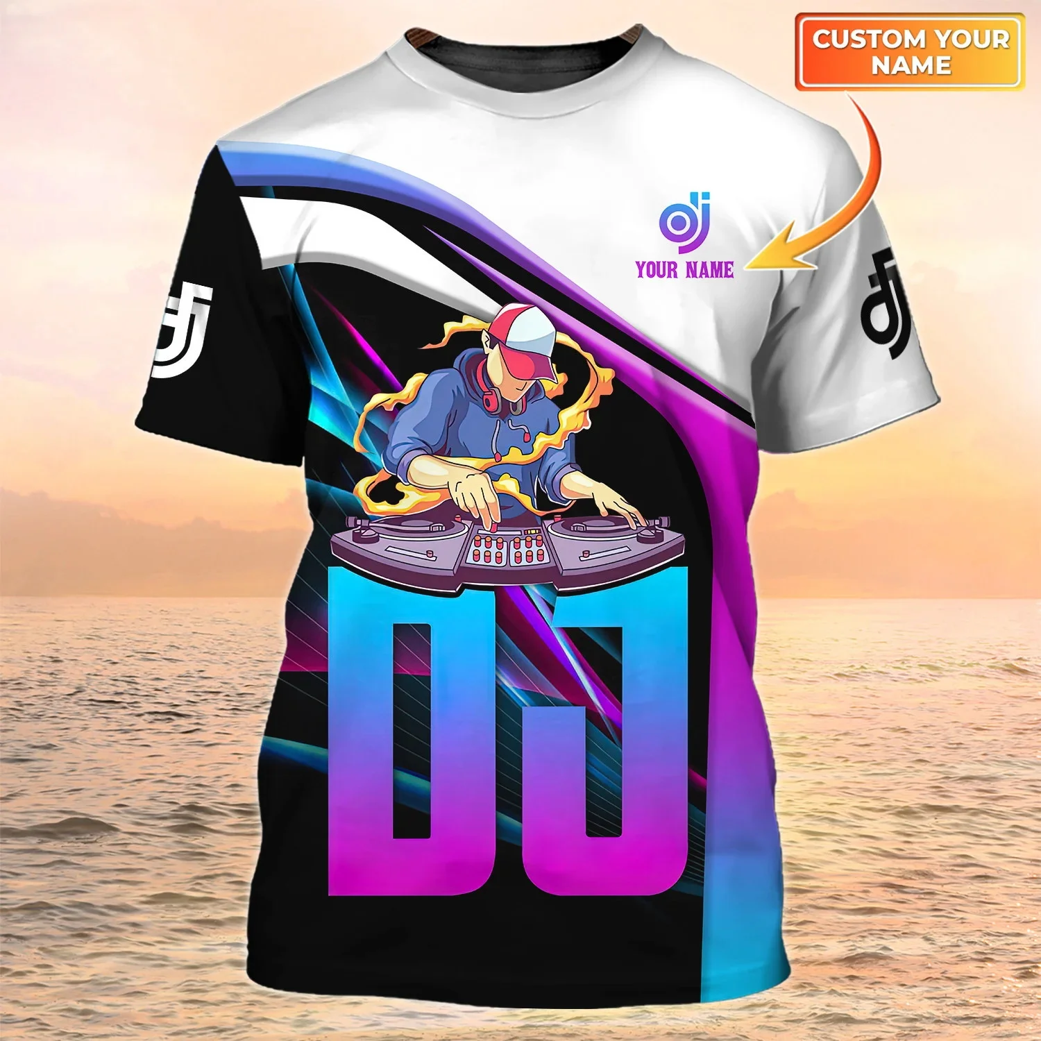 

Newest Summer Fashion Men‘s DJ T-shirt Personalized Name DJ Live disco 3D Printed t shirt Unisex Casual Hip hop Tshirt DW117