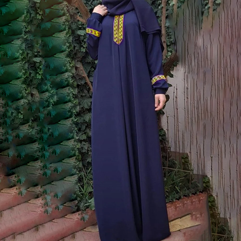 

Hot New Dress Female's Clothes Muslim Dresses O-Neck Collar Long Sleeve Abaya Prayer Maxi Dress Vacation.party