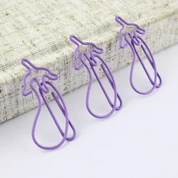 50Pcs Purple Eggplant Paper Clip Cute Cartoon Bookmark Paperclips School Office Binding Supplies