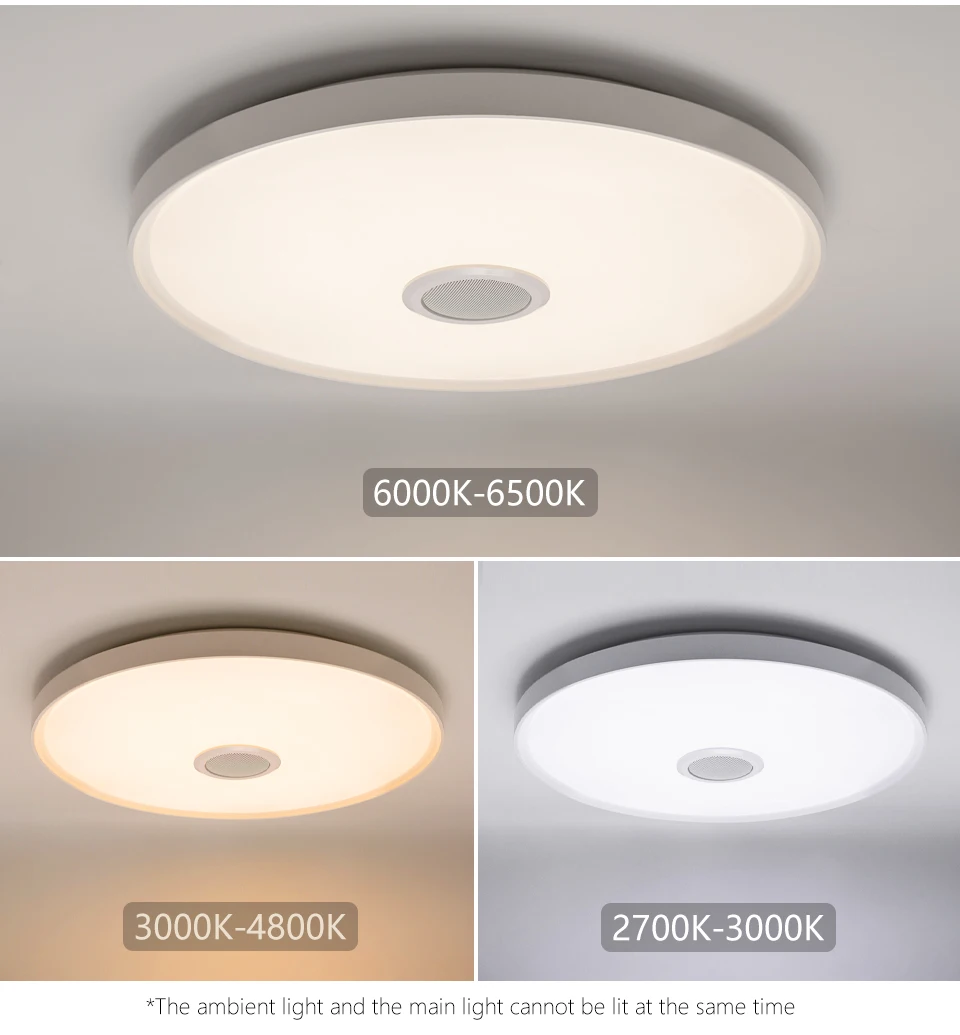 MING&BEN TUYA Smart RGB-Deckenleuchte, LED-Musikleuchte mit Lautsprecher, Dimmer, APP-Fernbedienung, Deckenleuchte für Schlafzimmer, Heimdekoration – Detail 5