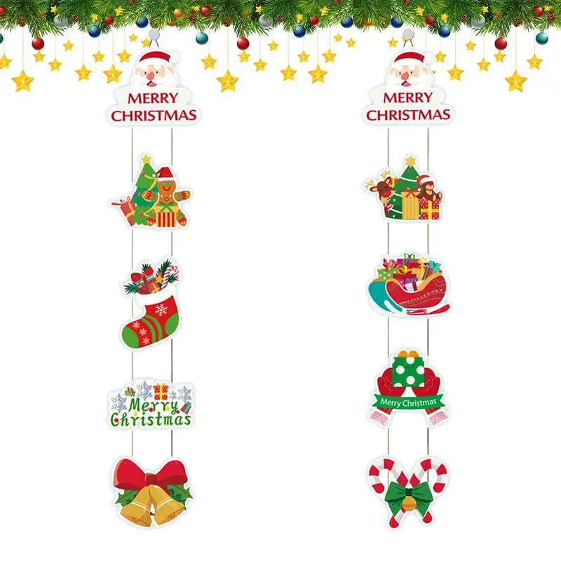 

Merry Christmas Sign Merry Christmas Banner Decorations Merry And Bright Porch Sign Red & Green Home Outdoor Door Hangings For