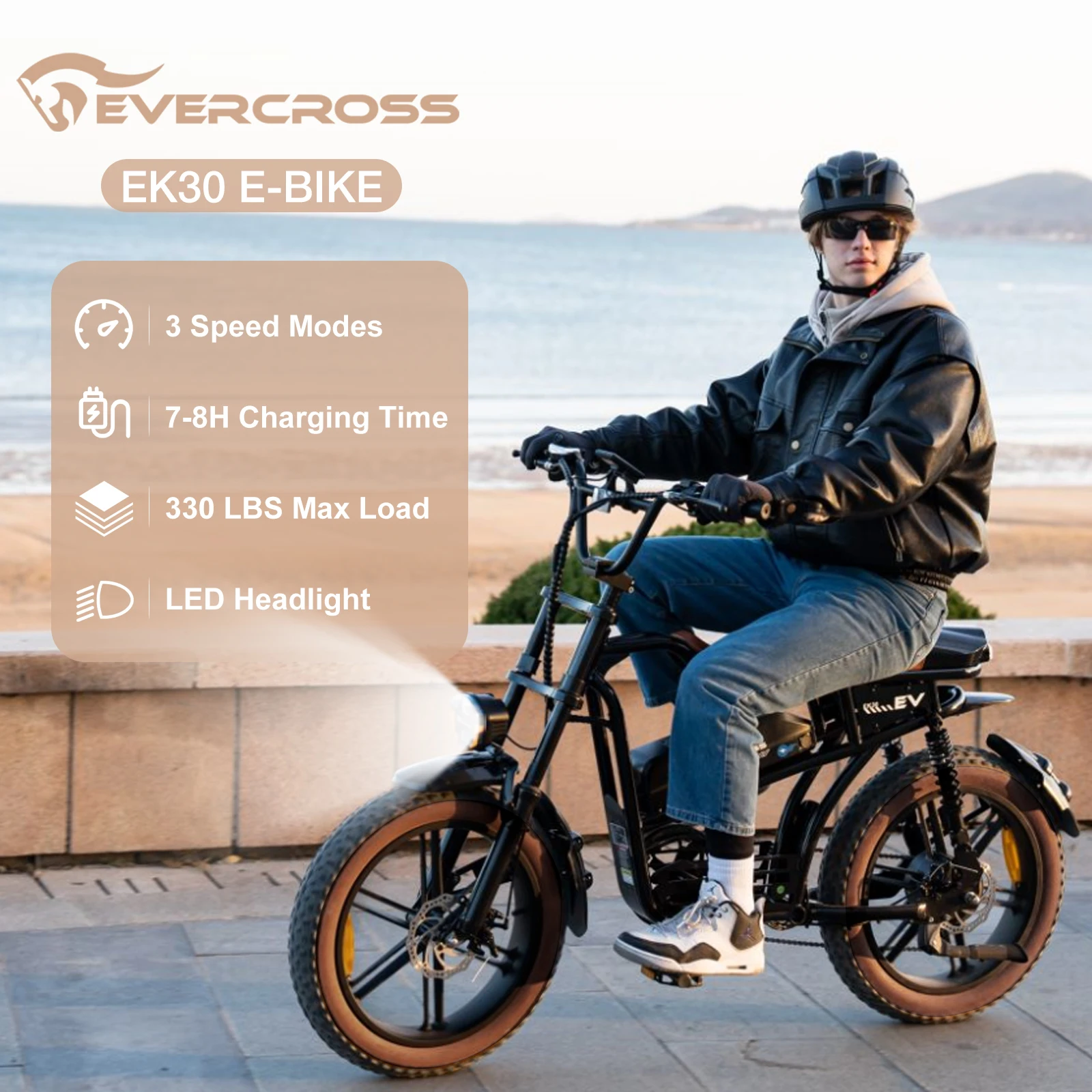 EVERCROSS EK30 720W Electric Bike for Adults, 20" Fat Tire Electric Bicycle, 23MPH + 60 Miles, 48V15AH Ebike, 7-Speed, UL