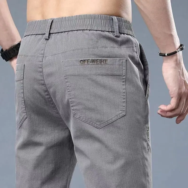 Summer Fashion Harajuku Slim Fit Male Clothes Loose Casual Trousers All Match Wide Leg Pants Solid Pockets Straight Leg Pants