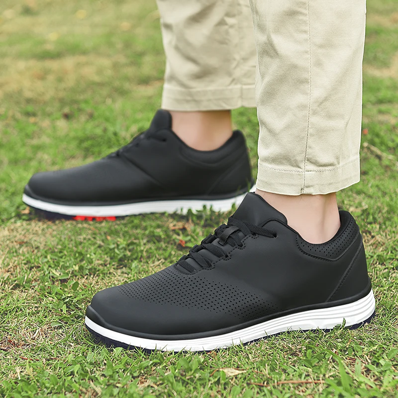 Homens Sapatos De Golfe Impermeável Couro Golfer Calçados Esportivos Knob Quick Lacing Golf Sneakers Mulheres Confortável Caminhada Golfe Calçado