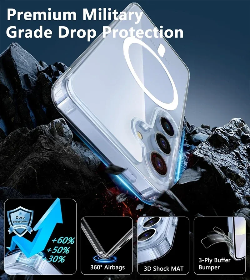Crystal Clear Magnetic Shockproof Case with Anti-Yellowing Technology