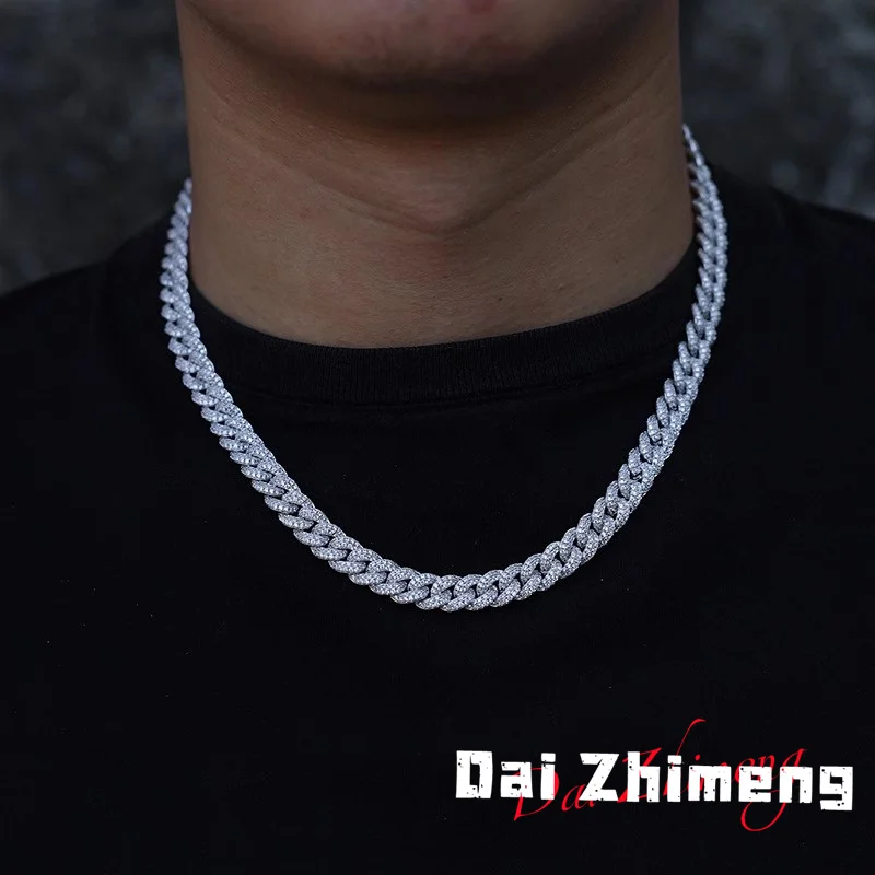 

DZM 8MM Bubble Full Diamond Zircon Set Cuban Chain Deng Wei Same Hip Hop Street Men's Necklace