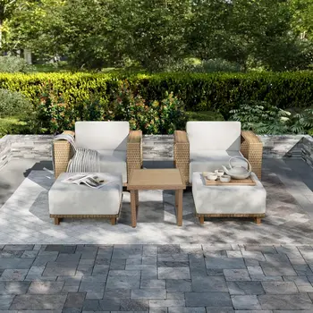 5 Pieces Rattan Weaving Patio Furniture Set 1