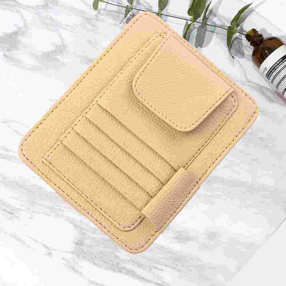 

PU Leather Sun Visor Cards Photo Storage Bag Multifunctional Bill Fold Storage Container Name Card Holder for Car Vehicle