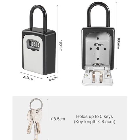 Key Safe Storage Box 4-Digital Combination Password Code Lock Wall Mounted Home Security Indoor Outdoor Supplies