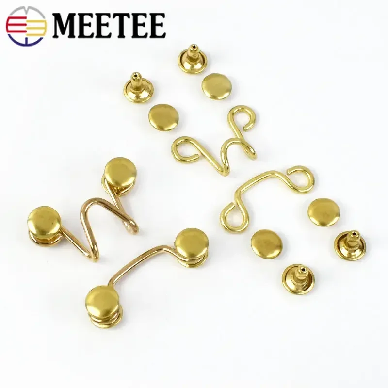 27X28/32X28mm Metal Garment Hooks Jeans Pants Adjust Belt Buckle Removable Rivet Button DIY Invisible Crochet Hook 10Sets