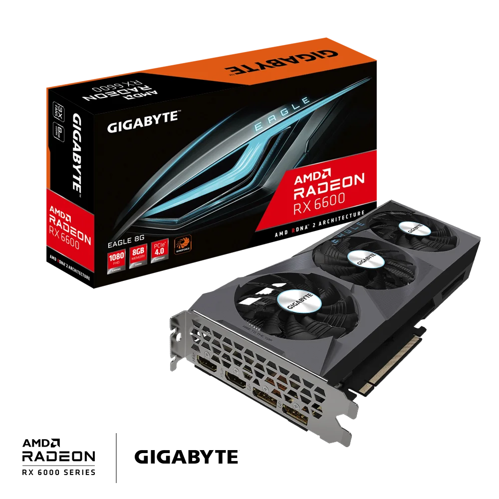 Graphics card GIGABYTE-AMD RX6600 EAGLE 8G Three fan GDDR6 128 bits PCIe 4.0
