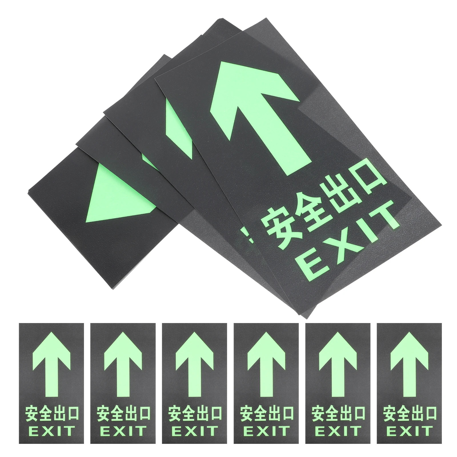 10pcs PVC Luminous Safety Exit Sign Sticker Fire Luminous Safety Exit Floor Sticker Self-Luminous Sign Stickers