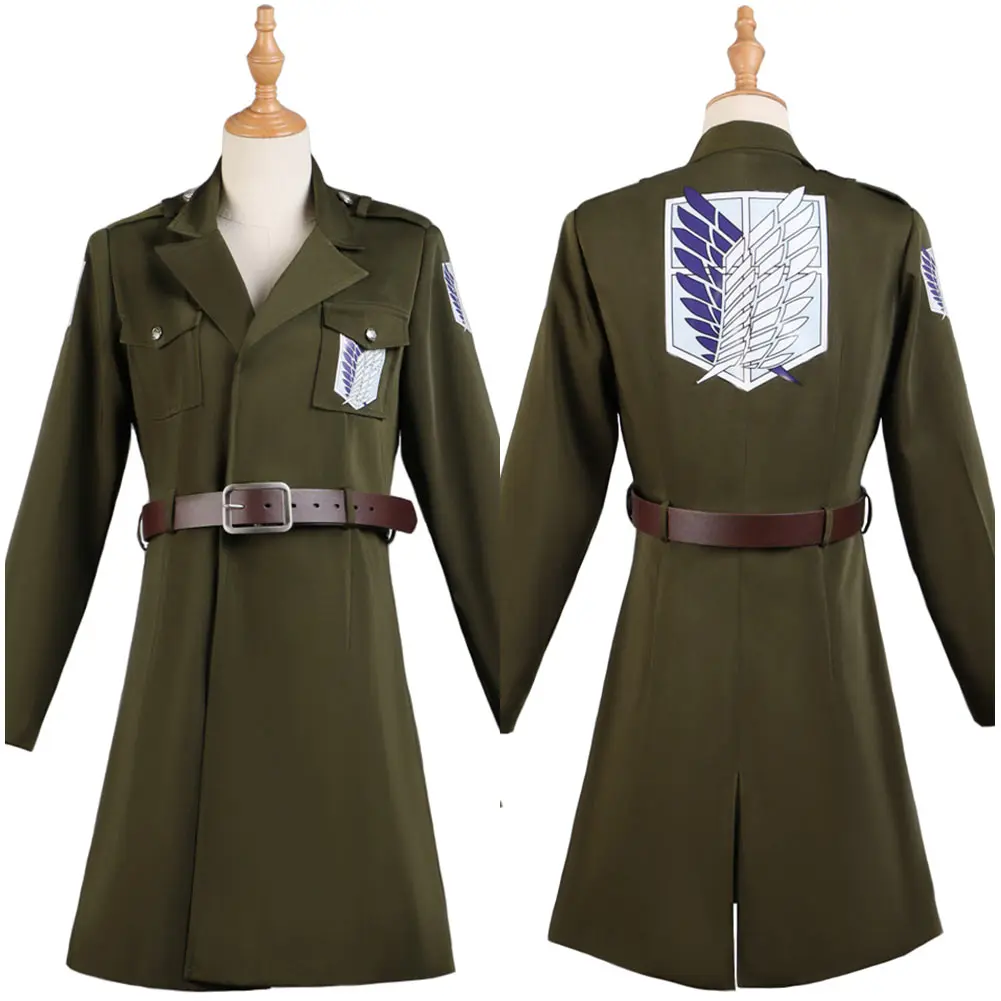 

Anime Attack on Titan Levi Ackerman Cosplay Costume Coat Jacket Belt Outfits Fantasia Halloween Carnival Party Role Disguis Suit