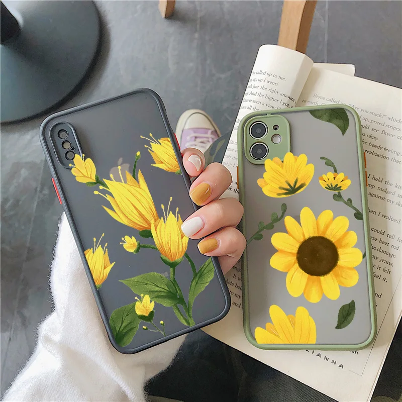 Sunflower & Chrysanthemum Shockproof Phone Case - Vibrant Floral Design Back Cover