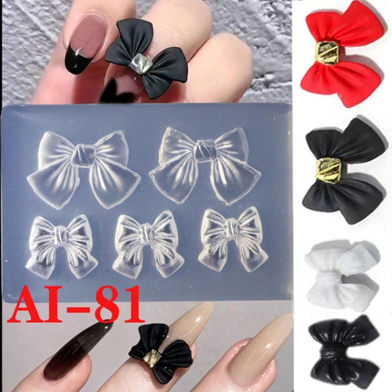 

Sculpture Stamping Plate Nails Art Stencils Crystal Epoxy Resin Mold Silicone Nail Carving Mold 3D Mini Bowknot Mould DropShip