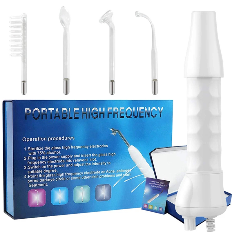  4 in 1 Electrode Glass Tube Machine High Frequency Skin Spot Acne Wand Facial Spa Face Skin Care Electrotherapy 
