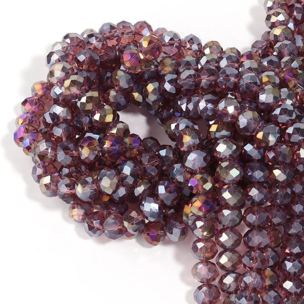 Round Faceted Colorful Glass Beads for Jewelry Making and DIY Projects