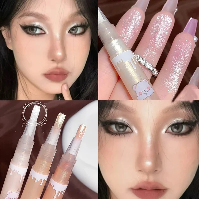 Glass Peach Bright Eye Shadow Stick Shimmer Glitter Highlight Liquid Eye  Liner Sequins Lying Silkworm Shiny Eyes Korean Makeup - AliExpress