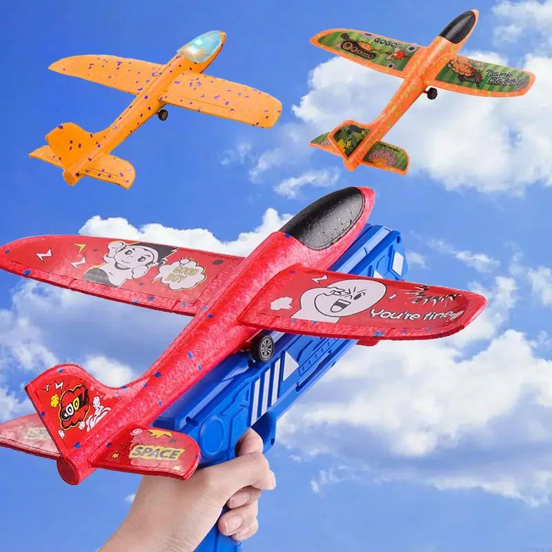 

Foam Plane Launcher Toy 10M Launcher Catapult Glider Airplane Gun Toy Airplane Shooting Roundabout Outdoor Sports Toys Boy Gift