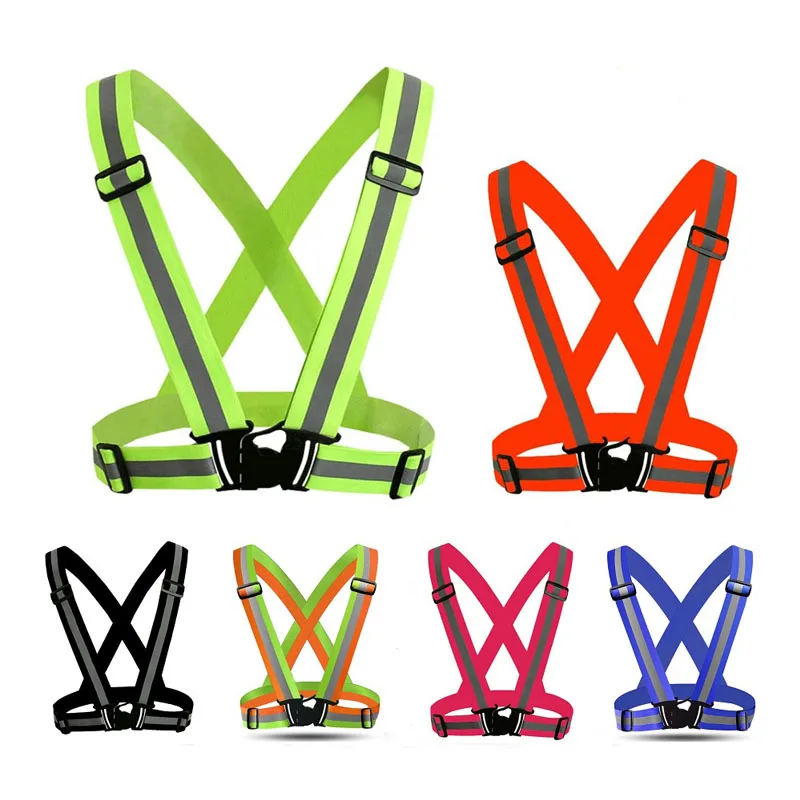 Night Running Riding Clothing Vest Adjustable Safety Vest Elastic Band Highlight Reflective Straps For Adults and Children