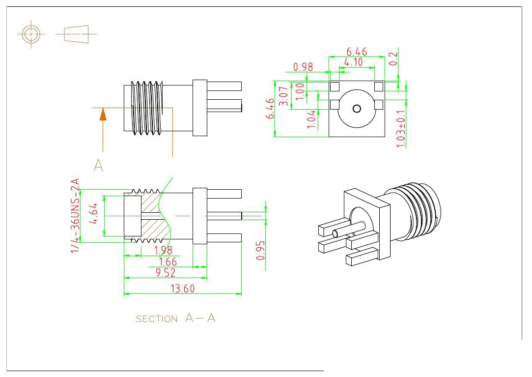 Superbat 10pcs SMA Female PCB Mount .040'' (1mm) End Launch Connector RF Coaxial Connectors for Electronic Components
