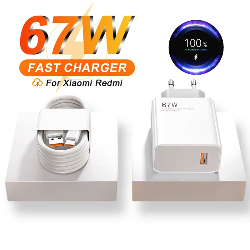 Charger Cable 6A 67W Fast USB for Xiaomi 10 11 12 Lite 13T 14 Redmi Note 10S 11S 11T 12 13 Pro POCO Turbo Charge Type C