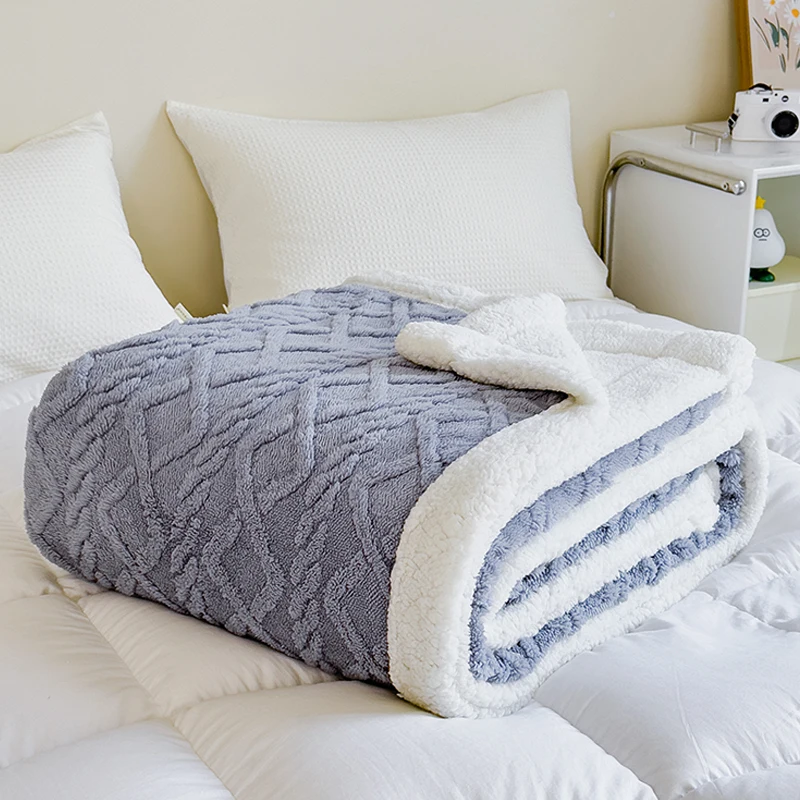 New Winter Thick Blanket Double Layer Lamb Fleece Throw Blanket