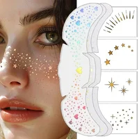 6pcs Hot Stamping Freckles Makeup Patches Metallic Radiation Golden Silver Fake Freckles Temporary Tattoo Stickers Face Makeup 1